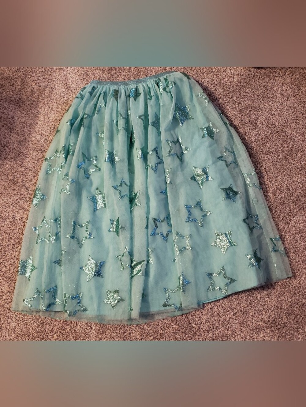 Cat & And Jack Green Mint Glitter Star Tulle Skirt M 7 8